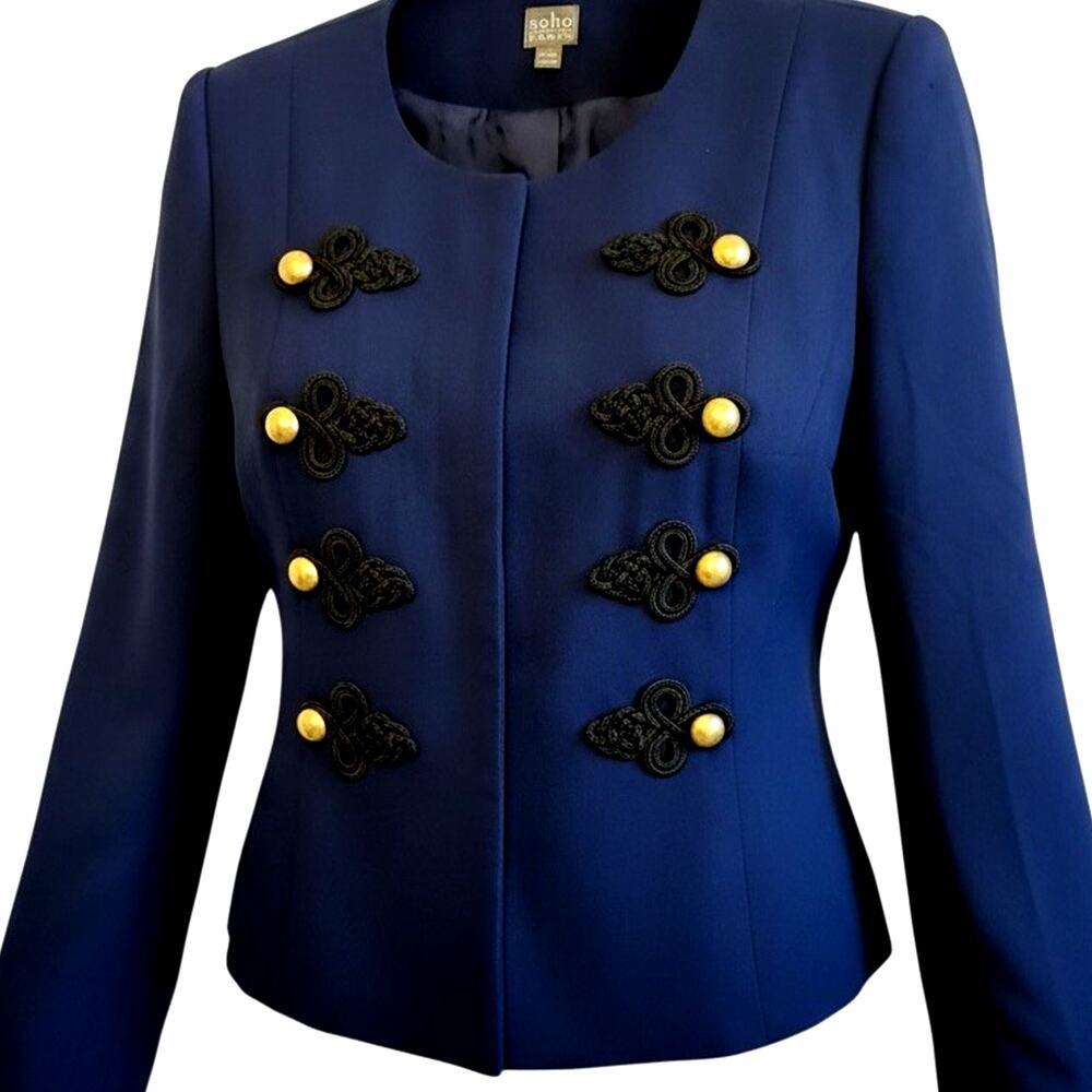 SOHO blue military blazer gold buttons Band Steampunk Career Capsule victorian L